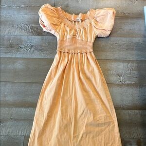 Peach Puff Sleeve Dress ALC smocked dress